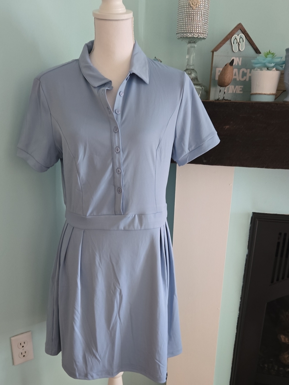 NWOT Blue Short Sleeve Activewear Dress  L